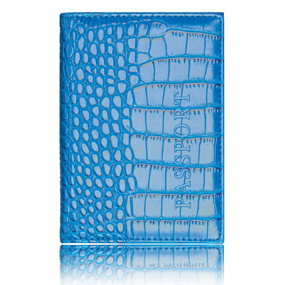 Crocodile PU Leather Passport Holder – Slim Minimalist Travel Wallet for Men & Women