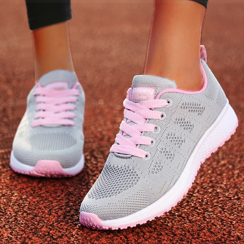 Women's Lightweight Lace-Up Flats – Fashionable Round Toe Nurse Sneakers, Comfortable Walking Shoes, Plus Size Available