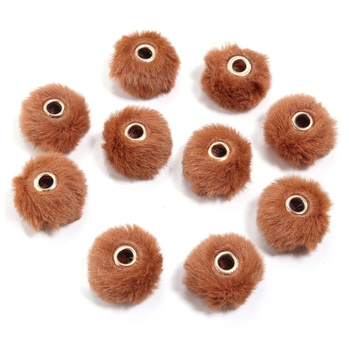 10pcs Plush Fur Ball Beads – Multicolor Pompom Spacer Beads for DIY Jewelry, Earrings & Bracelets