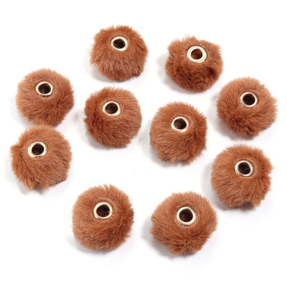 10pcs Plush Fur Ball Beads – Multicolor Pompom Spacer Beads for DIY Jewelry, Earrings & Bracelets