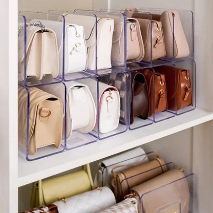 Acrylic Handbag Storage Rack – Transparent Divider Organizer for Luxury Bags Display & Storage