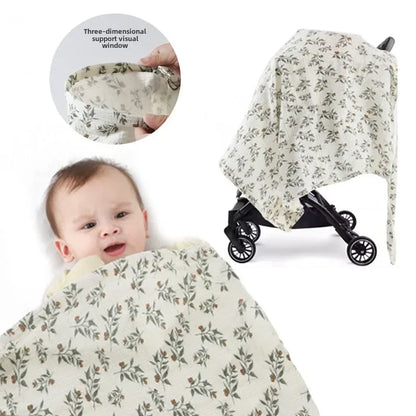Cotton Breastfeeding Cover - Adjustable Nursing Apron Baby Feeding Privacy Blanket for Mothers and Strollers
