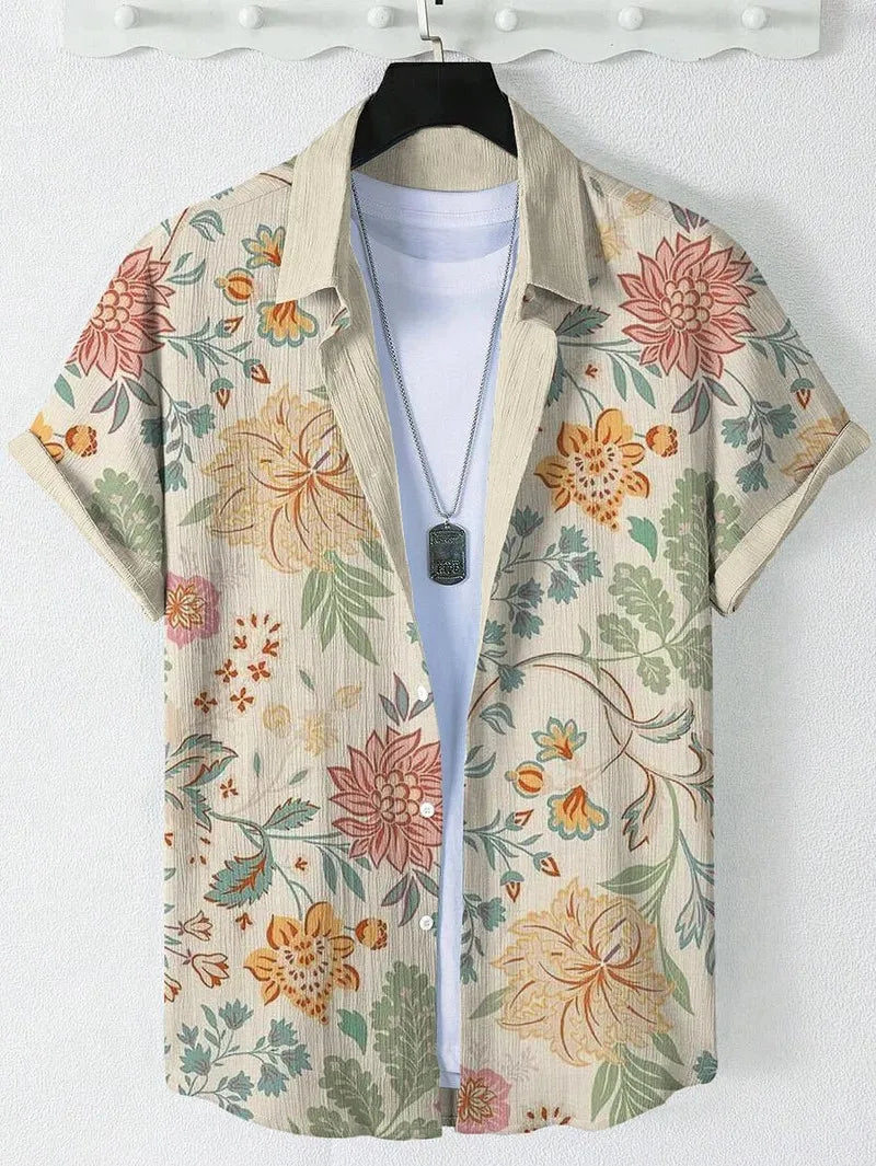 Men’s Cat Graphic Button Down Shirt - Oversized Short Sleeve Summer Hawaiian Vacation Top