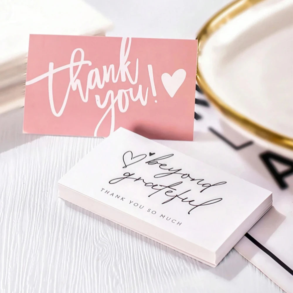 50pcs Thank You Business Cards – Customer Appreciation Gift Tags for Cake Decoration, Retail Packaging & Small Business Branding Cards