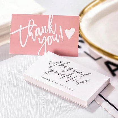 50pcs Thank You Business Cards – Customer Appreciation Gift Tags for Cake Decoration, Retail Packaging & Small Business Branding Cards