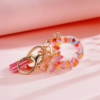 A-Z Letter Pendant Keychain - Tassel Key Ring Charm for Women & DIY Jewelry Making