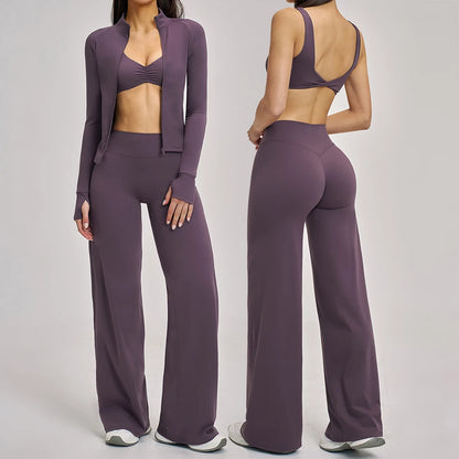 Women’s 2/3PCS Yoga Set – Long Sleeve Sports Bra & High Waist Leggings Gym Workout Tracksuit Fitness Athletic Wear Outfit