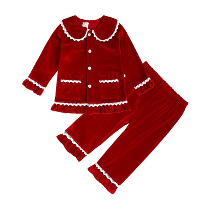 2025 Kids Christmas Pajama Set – Velvet Long Sleeve Sleepwear with Pants