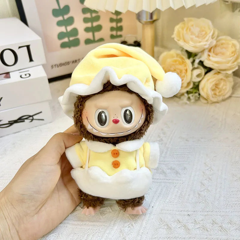 17cm Mini Plush Doll Clothes Set – Kpop EXO Labubu Idol Doll Shark Onesie & Accessories, DIY Girl Gift