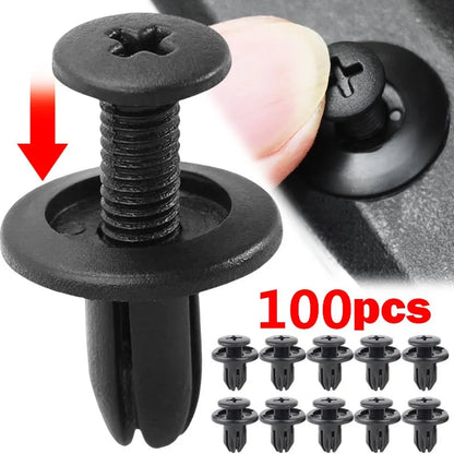 5/100pcs 8mm Plastic Rivets – Black Car Bumper & Fender Fastener Clips for Toyota, Kia, Nissan, Yamaha