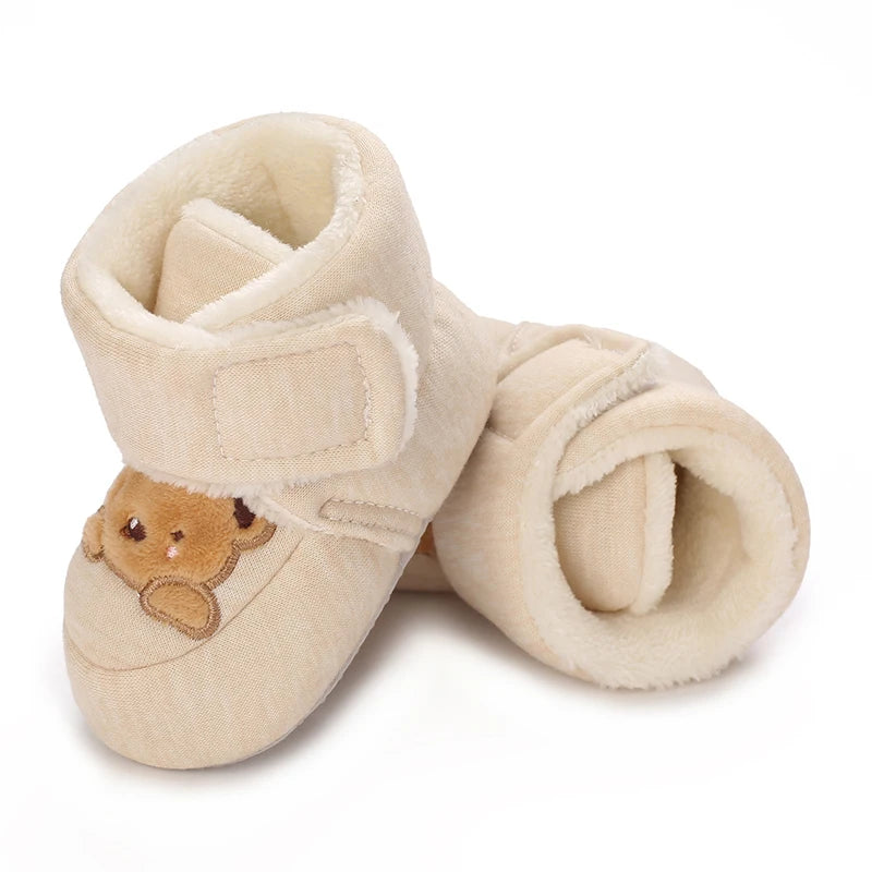 Baby Girls’ and Boys’ Cotton First Walker Shoes - Soft Cartoon Toddler Shoes for Newborns and Infants