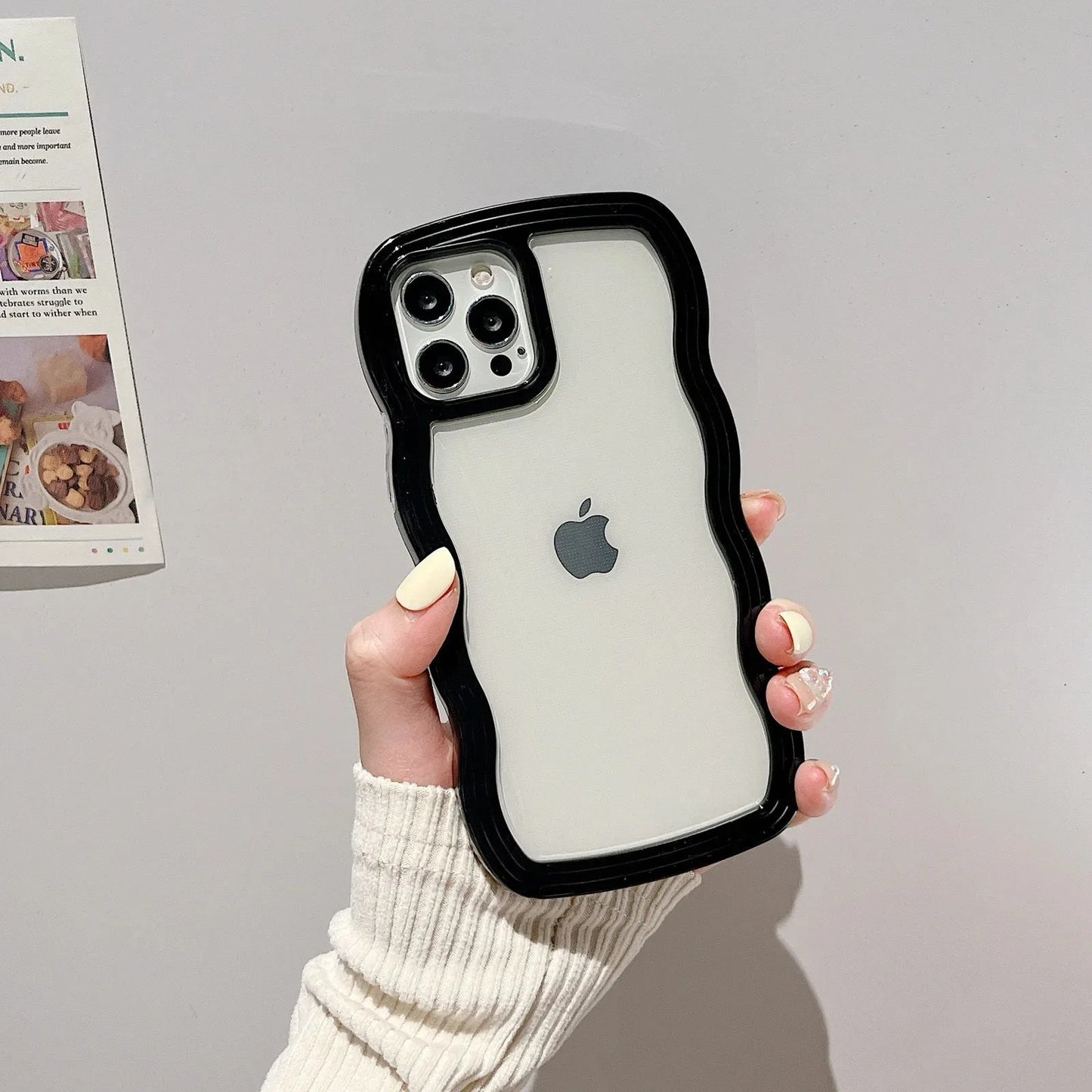 Candy Wavy Lines Bumper Case for iPhone 16/15/14/13/12/11 Pro Max Plus XR XS Max – Shockproof Clear Hard Back Cover