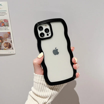 Candy Wavy Lines Bumper Case for iPhone 16/15/14/13/12/11 Pro Max Plus XR XS Max – Shockproof Clear Hard Back Cover
