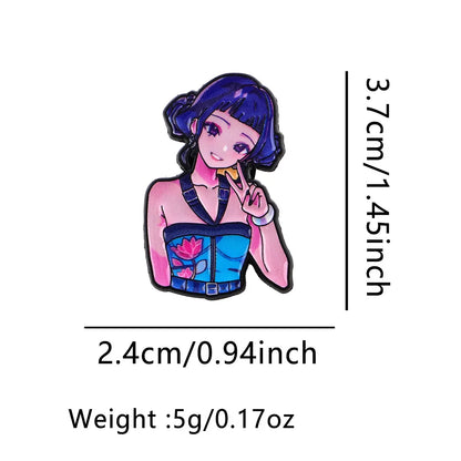 Cartoon K-POP Demon Hunter Girl Enamel Pin – Metal Brooches for Backpack, Hat, Cosplay & Accessories