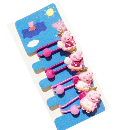 Peppa Pig Hairpins & Hair Rope Set – Kawaii Peppa Pig & George Bb Clips for Girls, Children’s Accessories for Students