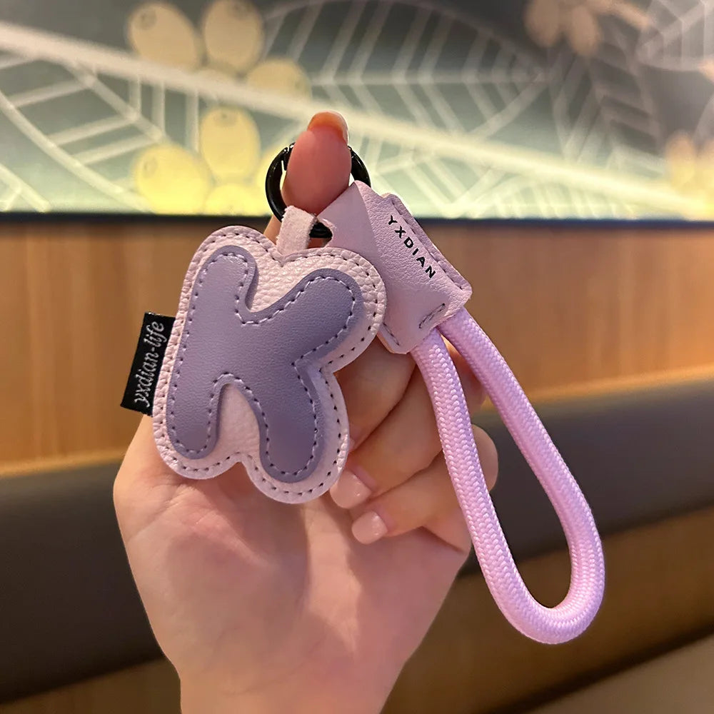 A-Z Leather Initial Keychain - Braided Wristband Pendant for Men & Women, Car, Bag & Phone Case Charm