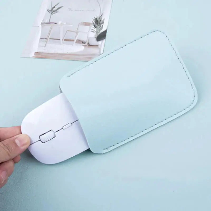 Wireless Mouse Storage Bag - PU Leather Anti-Scratch Protective Sleeve & Small Item Organizer Pouch