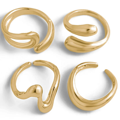 DIEZI Irregular Geometric Knuckle Ring Set — Punk Beach Fashion Gold & Silver (Unisex)