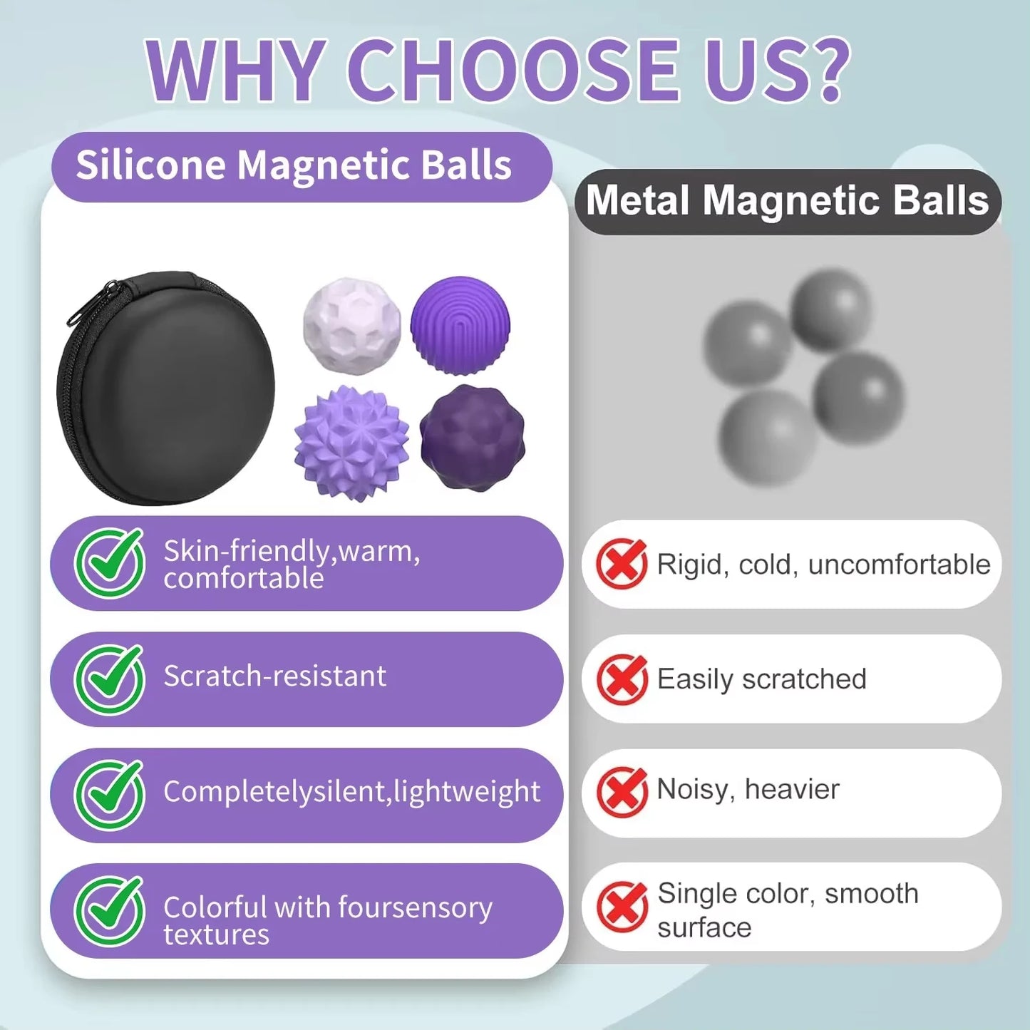 Silicone Magnetic Sensory Balls – Calming Fidget Toy for Kids & Adults, Autism, Anxiety & Stress Relief