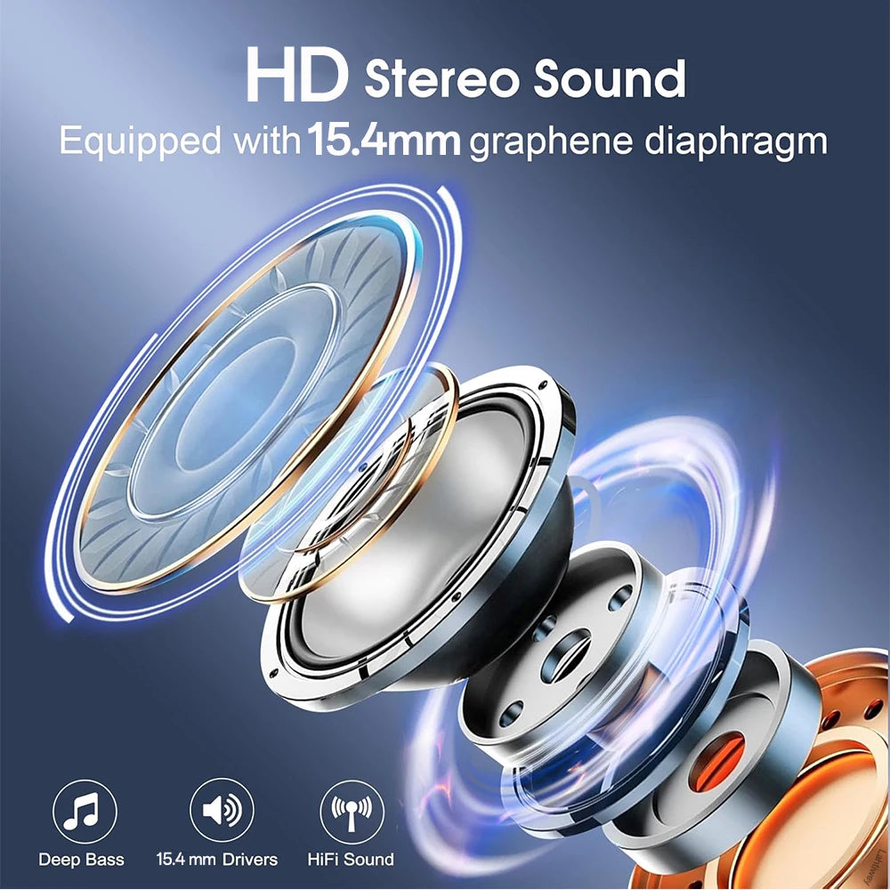 Open-Ear Bluetooth 5.4 Headphones with Boom Mic – Wireless ENC Noise-Cancelling Headset with Detachable Microphone & Mute Button