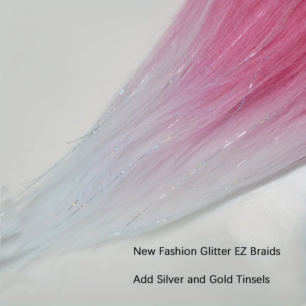 Purple, Pink & White Ombre Straight Braids – Hair Tinsel Festival Rave Extensions for Girls, Crazy Hair Day Braids