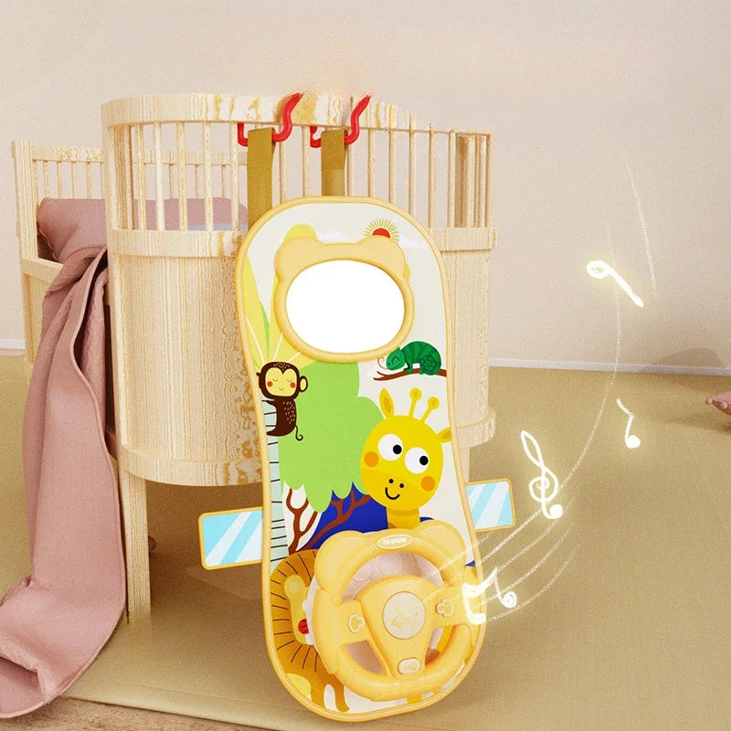 Kids Electric Copilot Steering Wheel Toy – Musical Simulated Driving Car Seat Educational Sound Toy