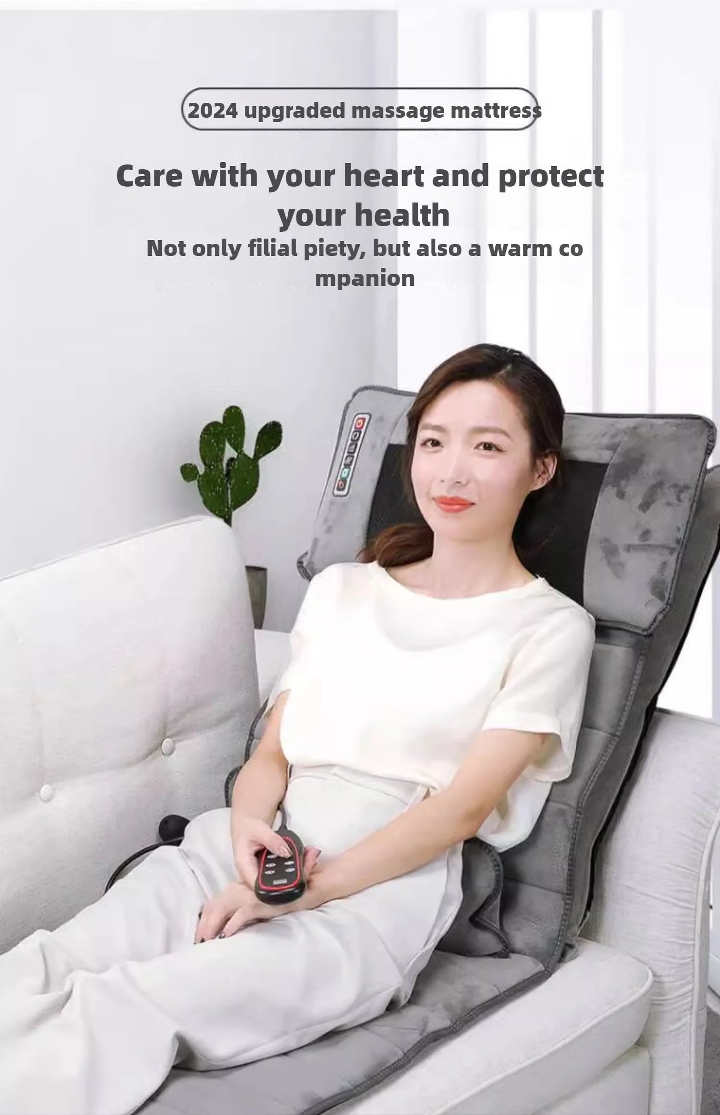 Electric Full Body Massage Mattress with Heating, Kneading & Vibration – Neck and Back Relaxation Pillow with Hand Control and Lumbar Airbag