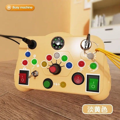 Montessori Busy Board Sensory Toy – LED Light & Switch Activity Game for Children Ages 2-4