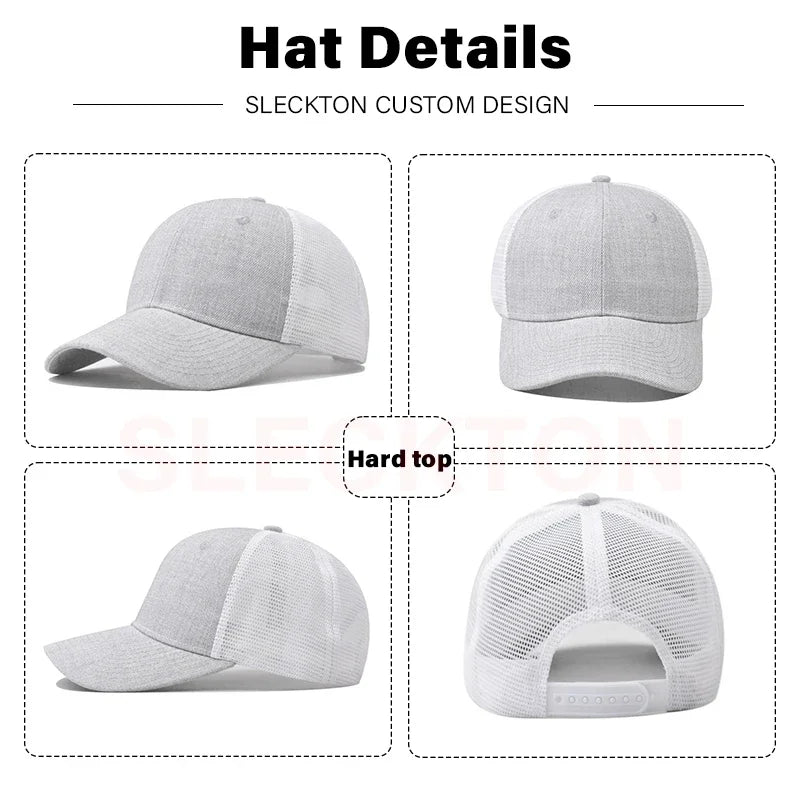 Custom Embroidered Baseball Cap - DIY Logo Mesh Hat for Men & Women, Adjustable Cotton Unisex Cap