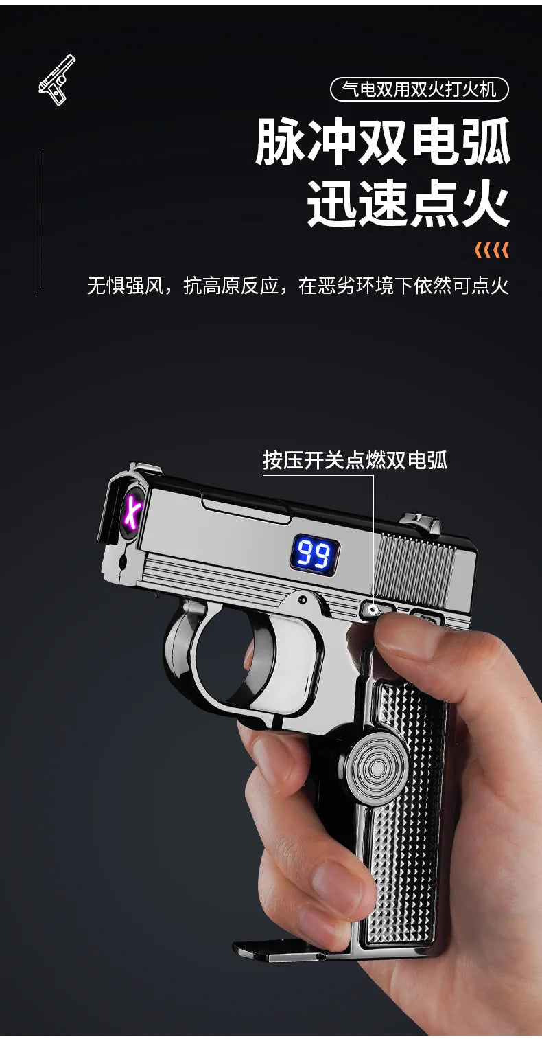 2025 Windproof Dual-Use Laser Lighter – Electric & Gas Multifunctional Metal Lighter for Men