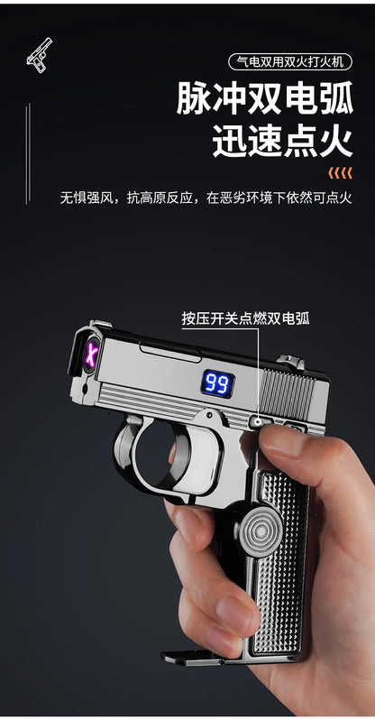 2025 Windproof Dual-Use Laser Lighter – Electric & Gas Multifunctional Metal Lighter for Men