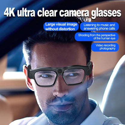 4K Bluetooth HD Video Glasses – Mini Smart Camera for Driving, Cycling, Wireless Music, and Hands-Free Calls