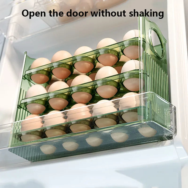 Egg Storage Box Refrigerator Organizer - Food Containers Fresh-keeping Case Holder Tray Dispenser for Kitchen