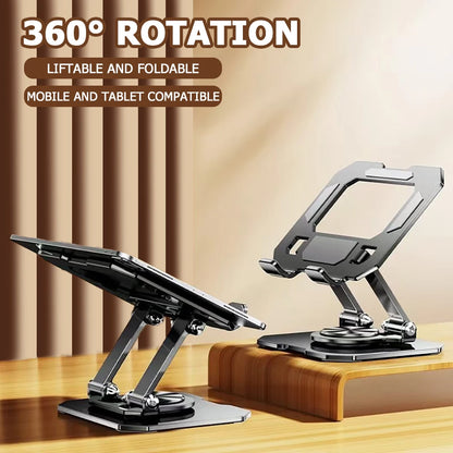 360° Rotatable Adjustable Tablet Stand — Foldable Desktop Holder for 4.7″–12″ iPad Pro/Air/Min & Tablets