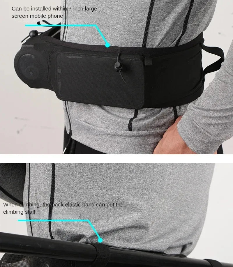 Large Capacity Sports Fanny Pack — Multi-Functional Running, Cycling & Hiking Bag with Elastic Mesh for Phone & Water Bottle