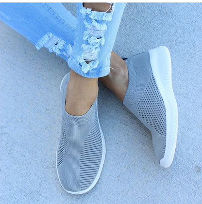 Women’s Fashion Sneakers — Casual Walking Flat Platform Sock-Style Chunky Slip-On Shoes
