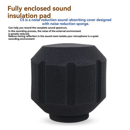 C5 Microphone Windshield — Acoustic Filter Sponge for Professional Condenser Mic Studio Soundproofing