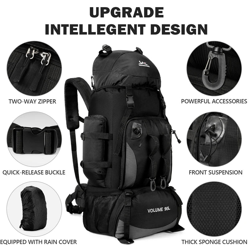 90L Waterproof Hiking & Camping Backpack - Large Capacity Outdoor Trekking Rucksack for Travel & Sports