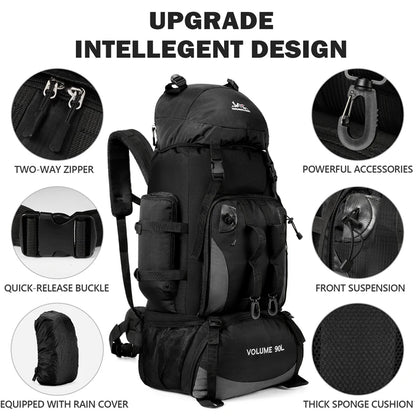90L Waterproof Hiking Backpack – Large Capacity Trekking Rucksack for Camping, Travel & Outdoor Sports Equipment for Men
