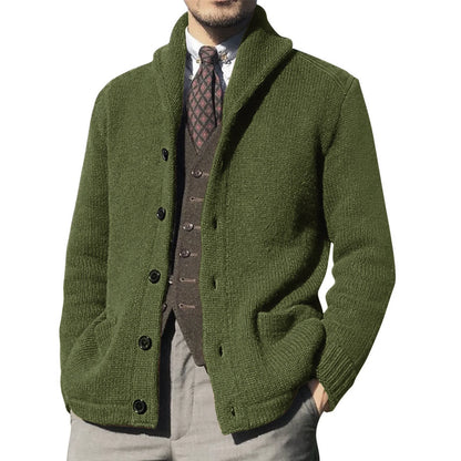 Men's Luxury Knit Cardigan Sweater - Thick Warm Autumn/Winter Solid Color Coat Top