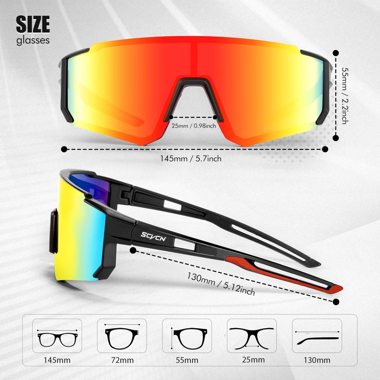 Scvcn UV400 Sports Sunglasses - Fashion Eyewear for Men and Women, Ideal for Biking, Running, Driving and Racing
