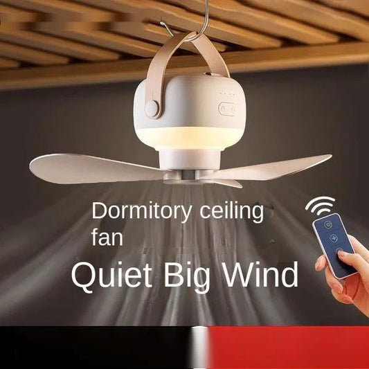 Portable Wireless Mini Ceiling Fan – USB Fan with Remote Control, Stand, Night Light for Home, Outdoor & Camping