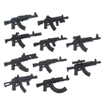 Military Building Blocks Soldier Set - Tactical Weapons Figures with Gatling Gun, Rifle, Mortar & Accessories Toy Kit