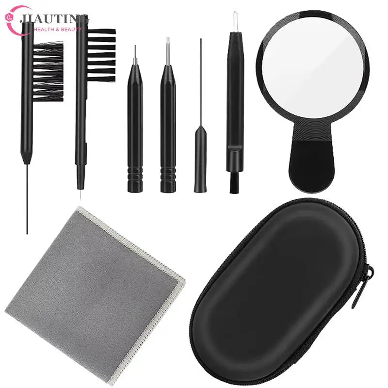 1-9PCS Hearing Aid Cleaning Tool Set – Brushes, Vent Cleaners, Magnets & Wax Loops for Ear Device Maintenance