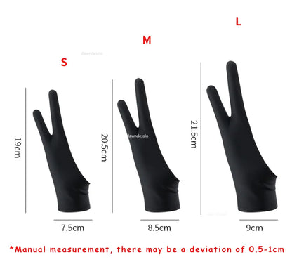 Anti-Touch Two-Finger Hand Gloves for Tablet Drawing & Digital Art - Anti-Fouling, Oil Painting Screen Protection