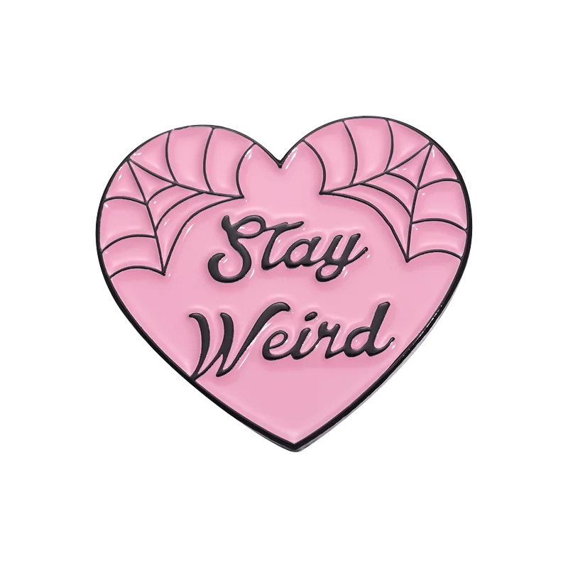 Pink Heart Brain Ghost Enamel Brooch – Gothic Retro Radio & TV Badge, Funny Punk Lapel Pin Jewelry Gift