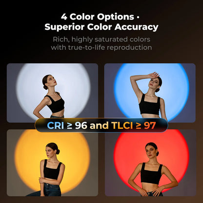 K&F CONCEPT SP25C 25W RGB Photography Flashlight - 9000mAh Zoomable Video Spotlight with Mount Stand and 20 Gobo Effects