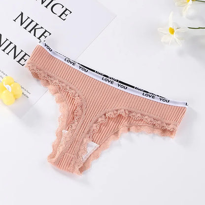 3Pcs Lace Thong Set - Women’s Low Waist Sexy Tanga Cotton Panties, T-Back Lingerie Underwear