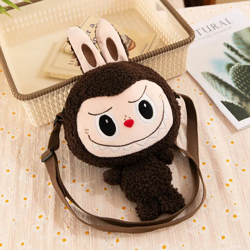 30cm Labubu Cartoon Cute Doll Backpack – Shoulder Crossbody Toy Pouch for Outdoor Travel, Christmas Gift