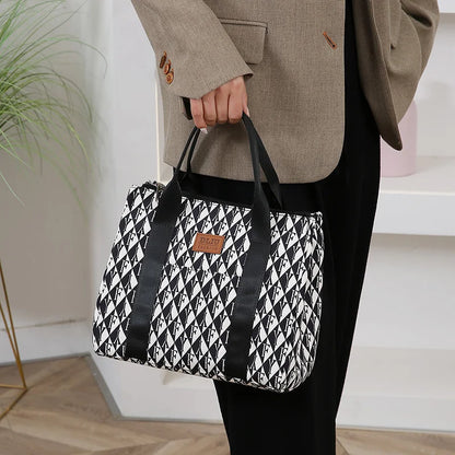 Insulated Commuter Lunch Bag with Storage Pouch — Portable Handbag for Office, Thermal Food Carrier with Meal Box Included